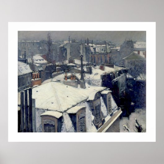 Winter Rooftops Paris Caillebotte Poster (Voorkant)