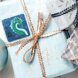 Winter Roos Dragon Vierkante Sticker