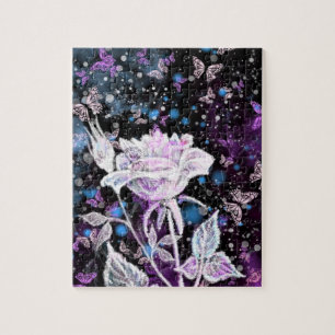 Winter Roos en Butterflies - prachtig Legpuzzel