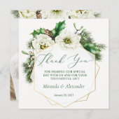 Winter Roos Pine Holly Wedding Bedankt (Voorkant / Achterkant)