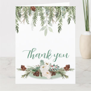 Winter Roos pinery monogram Bedankkaart