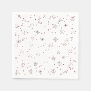 Winter Roosjes Roze & Zilver Servet