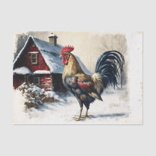 Winter Rooster Tissuepapier (Voorkant)