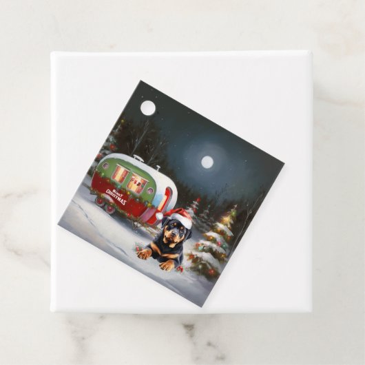 Winter Rottweiler Caravan Kerstavontuur Bedankjes Labels (In situ)