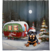 Winter Rottweiler Caravan Kerstavontuur Douchegordijn (Voorkant)