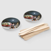 Winter Rottweiler Caravan Kerstavontuur Handwaaier (Niet-gemonteerd)