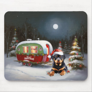 Winter Rottweiler Caravan Kerstavontuur Muismat