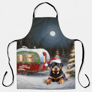 Winter Rottweiler Caravan Kerstavontuur Schort