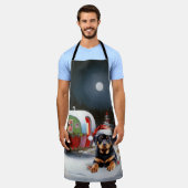 Winter Rottweiler Caravan Kerstavontuur Schort (Gedragen)