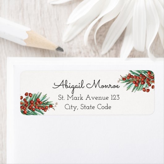 Winter Rowan bessen Kerstmis retour adres Etiket (Insitu)