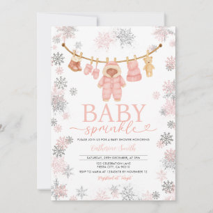 Winter Roze Baby Sprinkle Snowflakes Baby shower Kaart