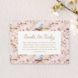 Winter Roze Bloemen Meisje Baby shower Boek Aanvra Informatiekaartje