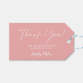 Winter Roze Blush Dank u labels Cadeaulabel (Voorkant (Horizontaal))