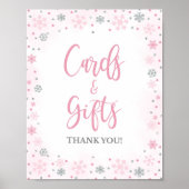 Winter Roze Kaarten & Geschenken Douche Tafel Teke Poster (Voorkant)