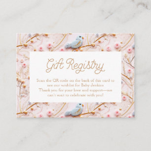 Winter Roze Meisje Baby shower Gift Registry QR co Informatiekaartje
