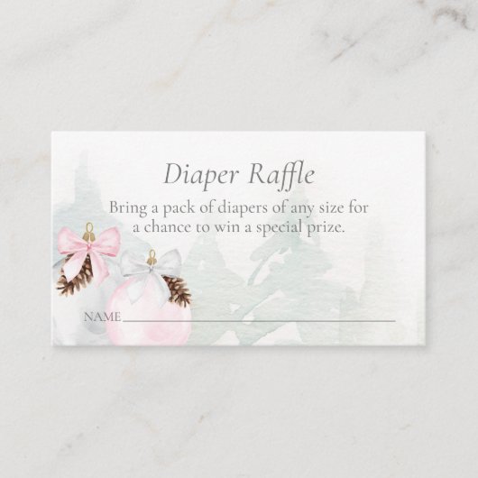 Winter Roze Meisje Baby shower Luier Raffle Informatiekaartje (Voorkant)