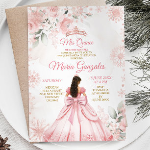 Winter Roze Rose Goud Bloemen Prinses Mis Quince Kaart