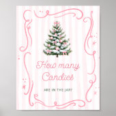 Winter Roze Strik Baby Shower Raad Hoeveel Snoepje Poster (Voorkant)