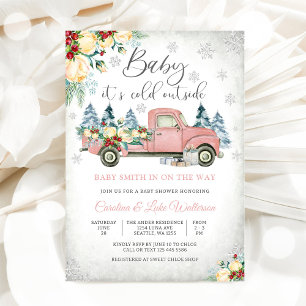Winter Roze Truck Baby Shower Uitnodiging