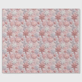 Winter roze zilveren sneeuwvlok cadeaupapier (Vlak)