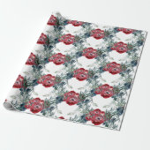 Winter Rozen Pine & Spruce Tree Greenery Trellis Cadeaupapier (Uitgerold)