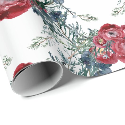 Winter Rozen Pine & Spruce Tree Greenery Trellis Cadeaupapier (Rol Hoek)