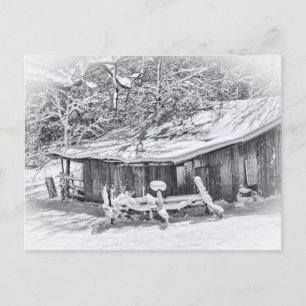 Winter Rural Scene  Barn & Rake   Tennessee Briefkaart