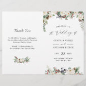 Winter Rustic Floral DIY Folded Wedding Programme (Voorkant)