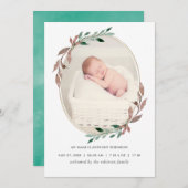 Winter Rustic Greenery Birth Announcement Kaart (Voorkant / Achterkant)
