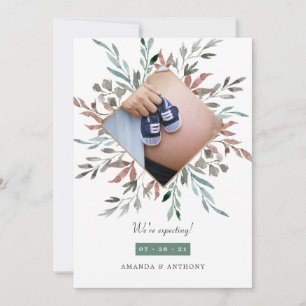 Winter Rustic Greenery Fotozwangerschap Aankondiging