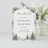 Winter Rustic Groene Woud Save The Date (Staand voorkant)