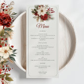 Winter Rustic Pine Floral Menu Mariage