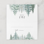 Winter Rustic Pine Trees Lantern Botanical Wedding (Buitenkant ongevouwen)