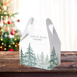 Winter Rustic Pine Trees Lantern Botanical Wedding Bedankdoosjes