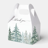 Winter Rustic Pine Trees Lantern Botanical Wedding Bedankdoosjes (Achterkant)