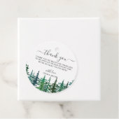 Winter Rustic Pine Trees Lantern Botanical Wedding Bedankjes Labels (In situ)