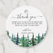 Winter Rustic Pine Trees Lantern Botanical Wedding Bedankjes Labels (Voorkant)