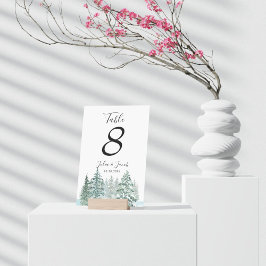 Winter Rustic Pine Trees Lantern Botanical Wedding Kaart