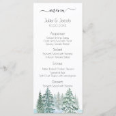 Winter Rustic Pine Trees Lantern Botanical Wedding Menu (Voorkant)