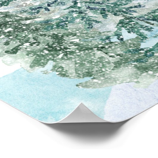 Winter Rustic Pine Trees Lantern Botanical Wedding Poster (Hoek)