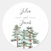 Winter Rustic Pine Trees Lantern Botanical Wedding Ronde Sticker (Voorkant)