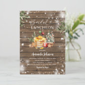Winter Rustic Wood Kerstfeest Bruids Luncheon Kaart (Staand voorkant)