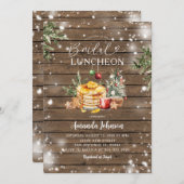 Winter Rustic Wood Kerstfeest Bruids Luncheon Kaart (Voorkant / Achterkant)