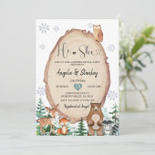 Winter Rustic Woodland Hij of Zij Geslacht Reveal  Kaart (Staand voorkant)