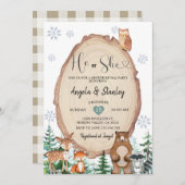 Winter Rustic Woodland Hij of Zij Geslacht Reveal  Kaart (Voorkant / Achterkant)