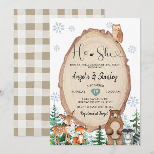 Winter Rustic Woodland Hij of zij onthullen Kaart