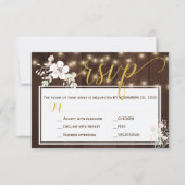 Winter rustieke bloemschuur hout maaltijden opties RSVP kaartje (Voorkant)