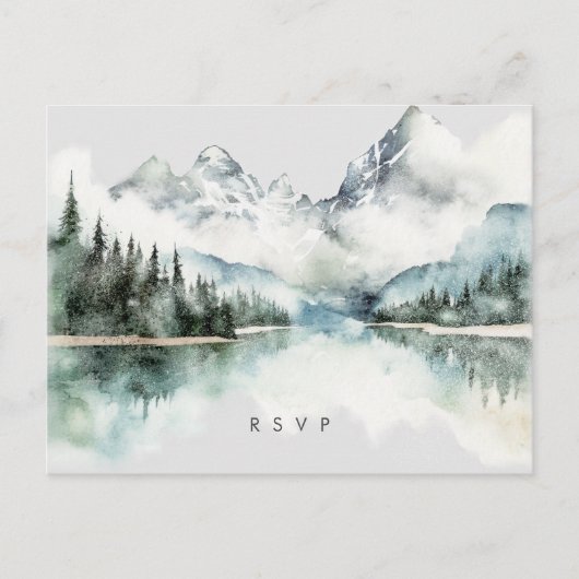 Winter rustieke bos meer bruiloft RSVP briefkaart (Voorkant)