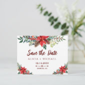 Winter rustieke botanische bruiloft save the date aankondigingskaart (Staand voorkant)