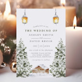 Winter Rustieke Cabin Snow Pine Wedding Kaart